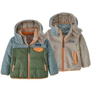 Patagonia Tribbles Reversible Green and Gray Hooded Jacket
